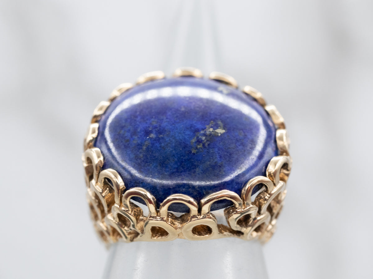 Gorgeous Yellow Gold Lapis Cocktail Ring