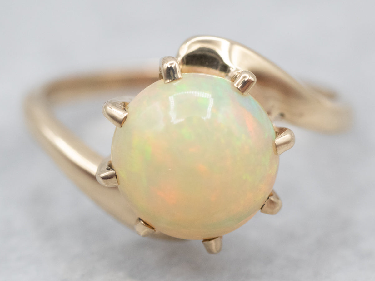 Yellow Gold Opal Bypass Ring