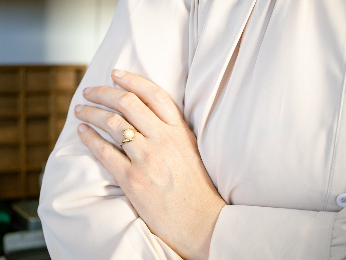 Yellow Gold Opal Bypass Ring