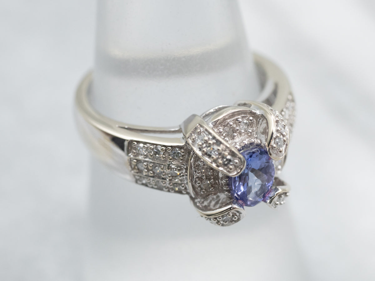 Modern Tanzanite Halo Cocktail Ring