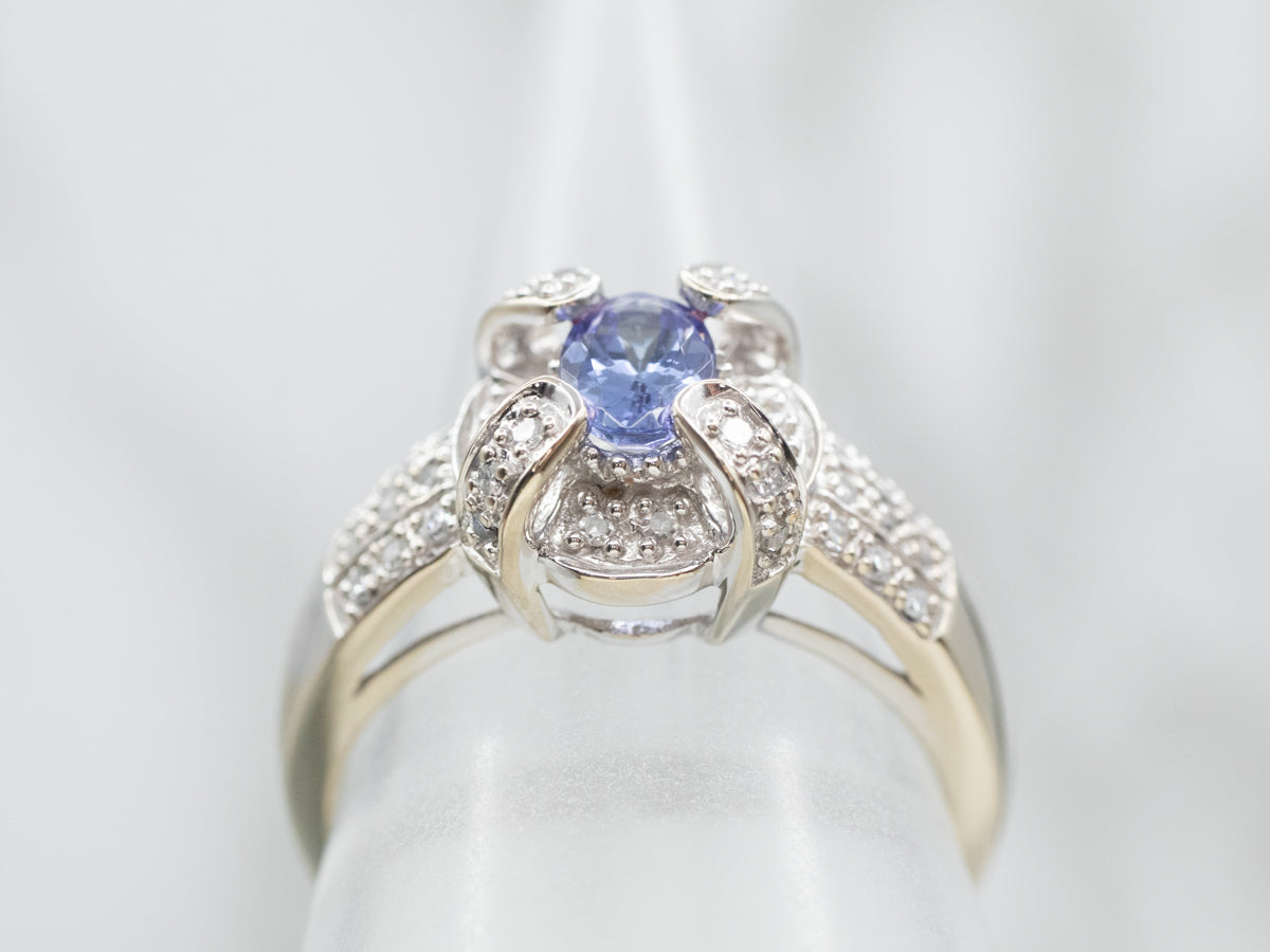 Modern Tanzanite Halo Cocktail Ring