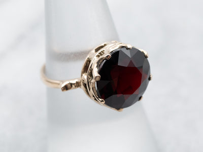 Vintage Garnet and Gold Solitaire Ring