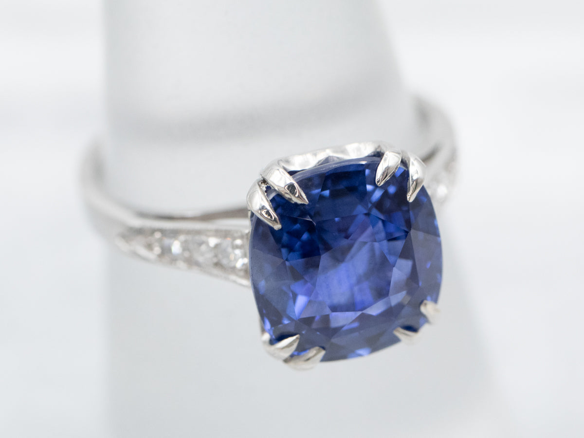 Gorgeous Retro Era Sapphire and Diamond Engagement Ring