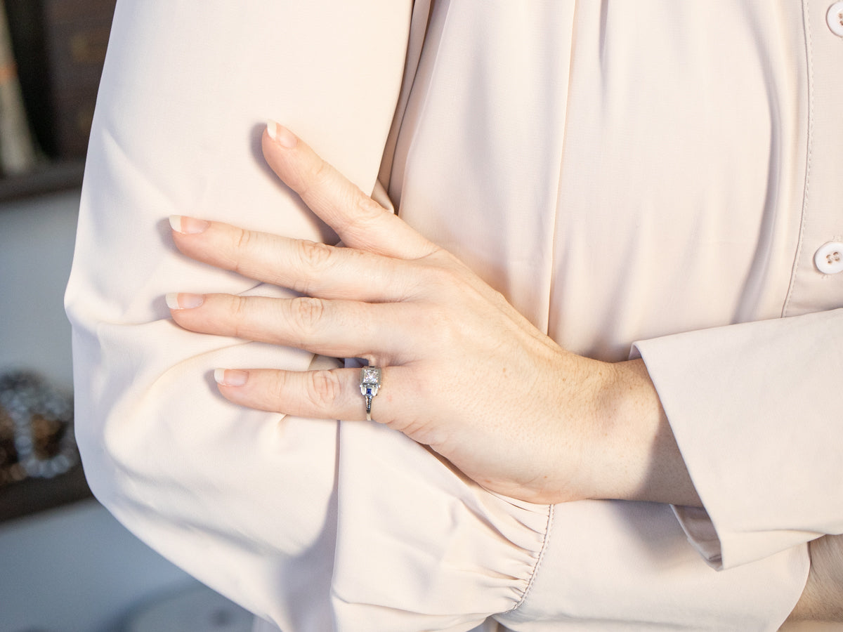 Art Deco Princess Cut Diamond Engagement Ring