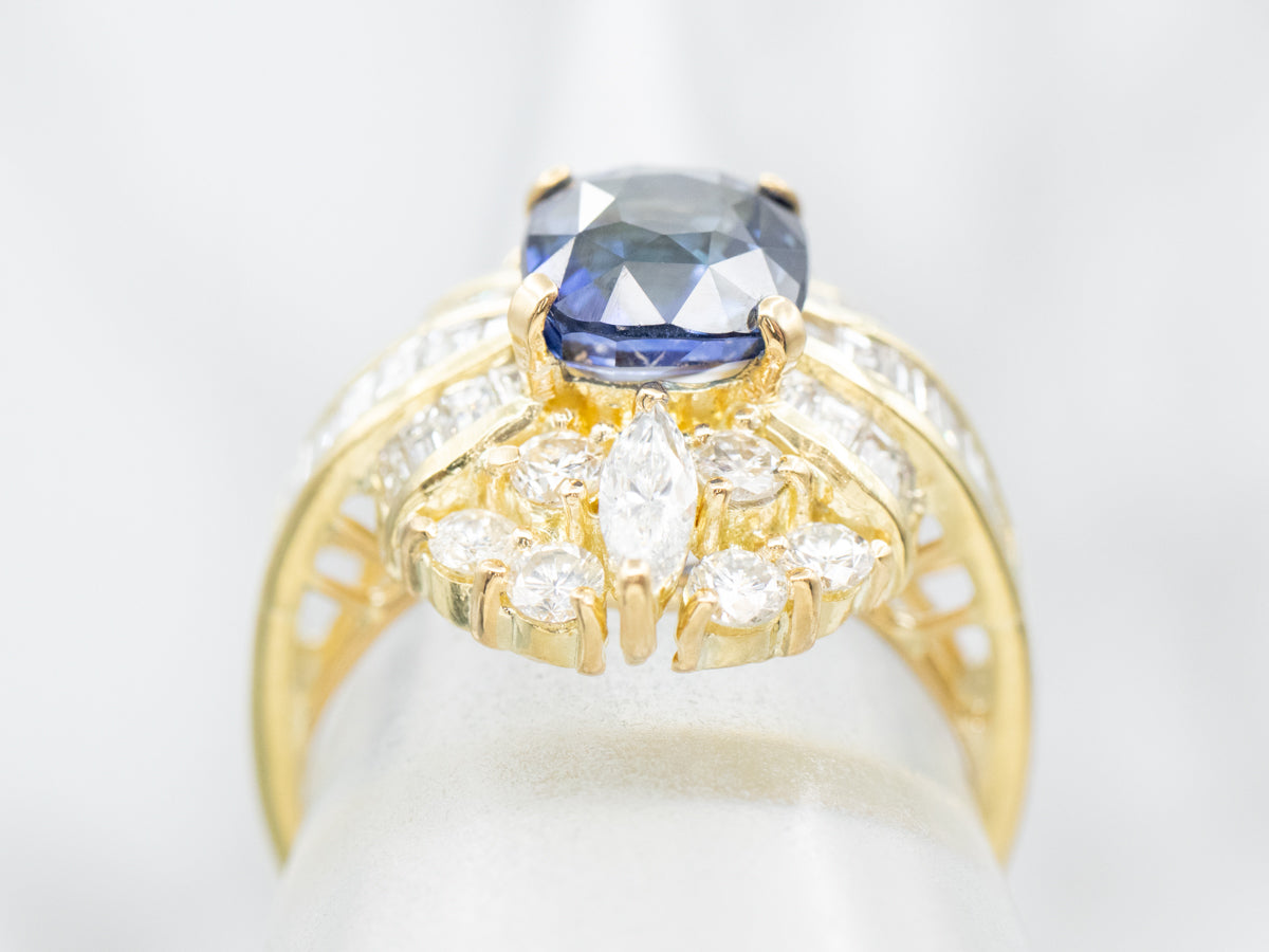 18K Gold Sapphire and Diamond Cocktail Ring