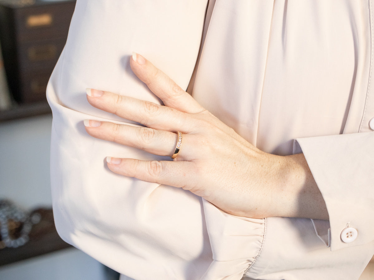 Vintage Yellow Gold Diamond Band