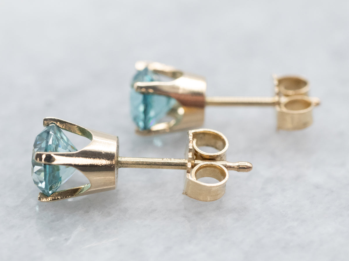 Pendientes Oro Amarillo Circonitas Azules