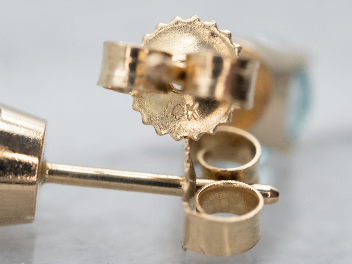 Pendientes Oro Amarillo Circonitas Azules