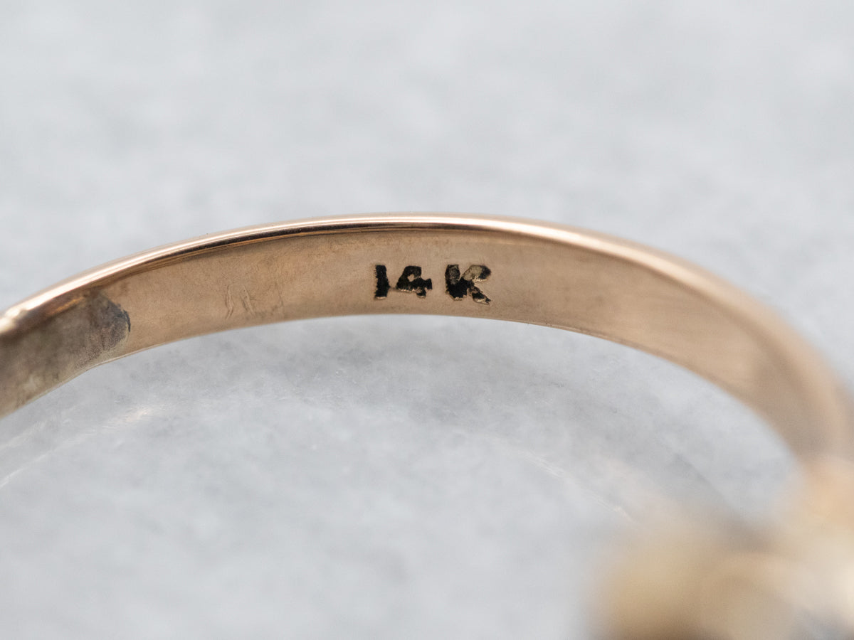 Antique Pearl and Rose-Cut Diamond Halo Ring