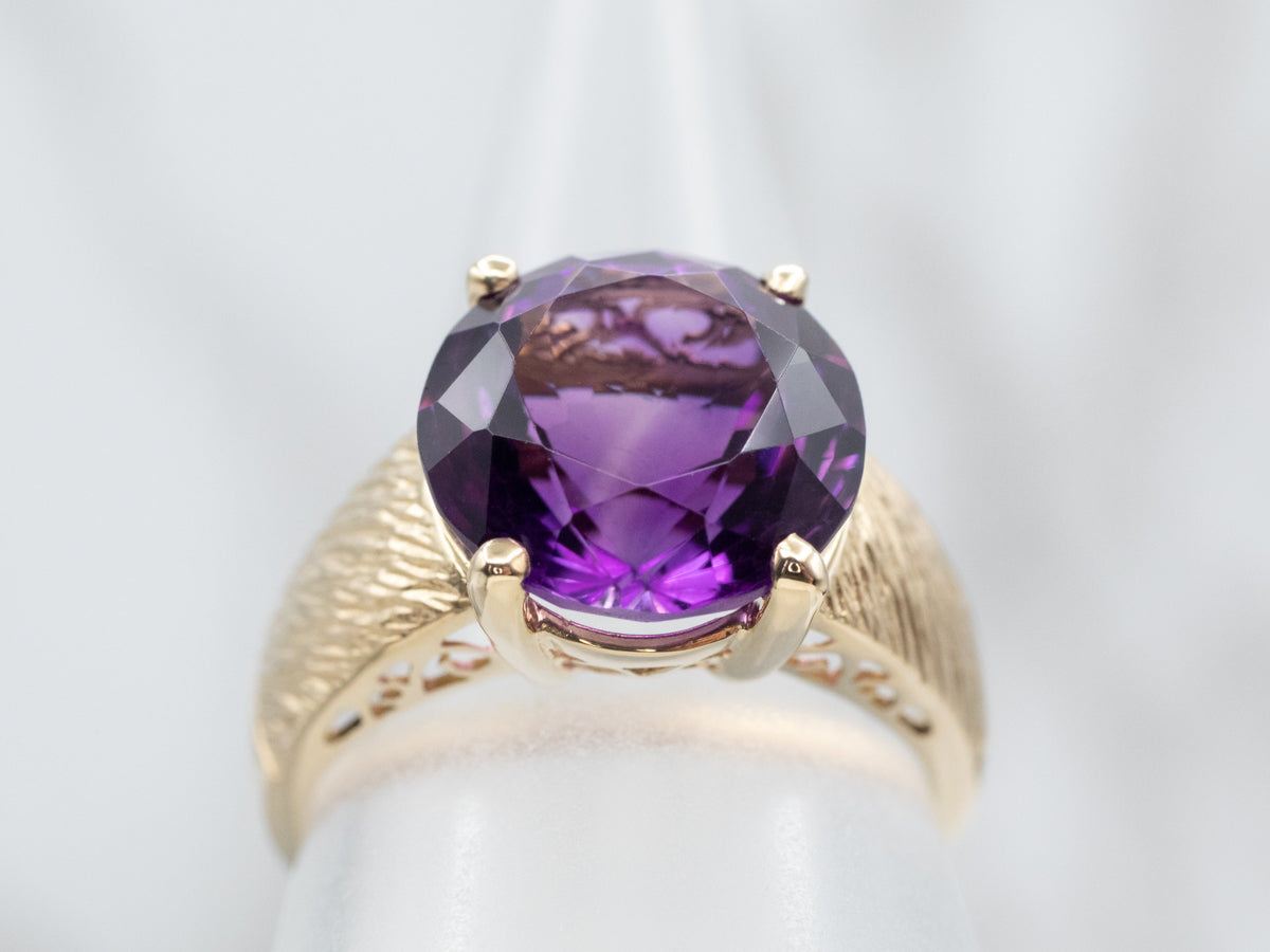 Textured Gold Amethyst Cocktail Ring