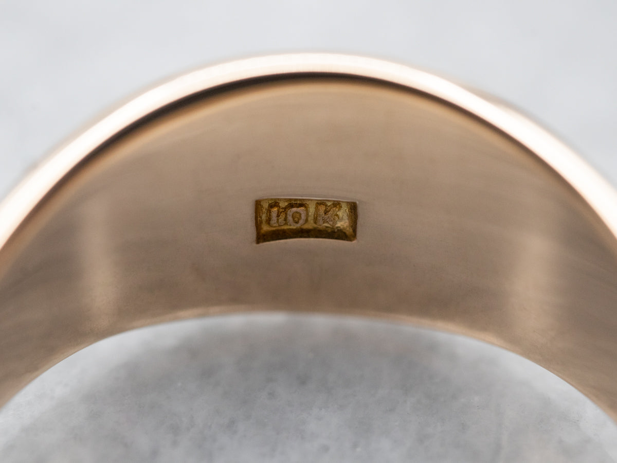 Engraved Gold Floral Signet Ring