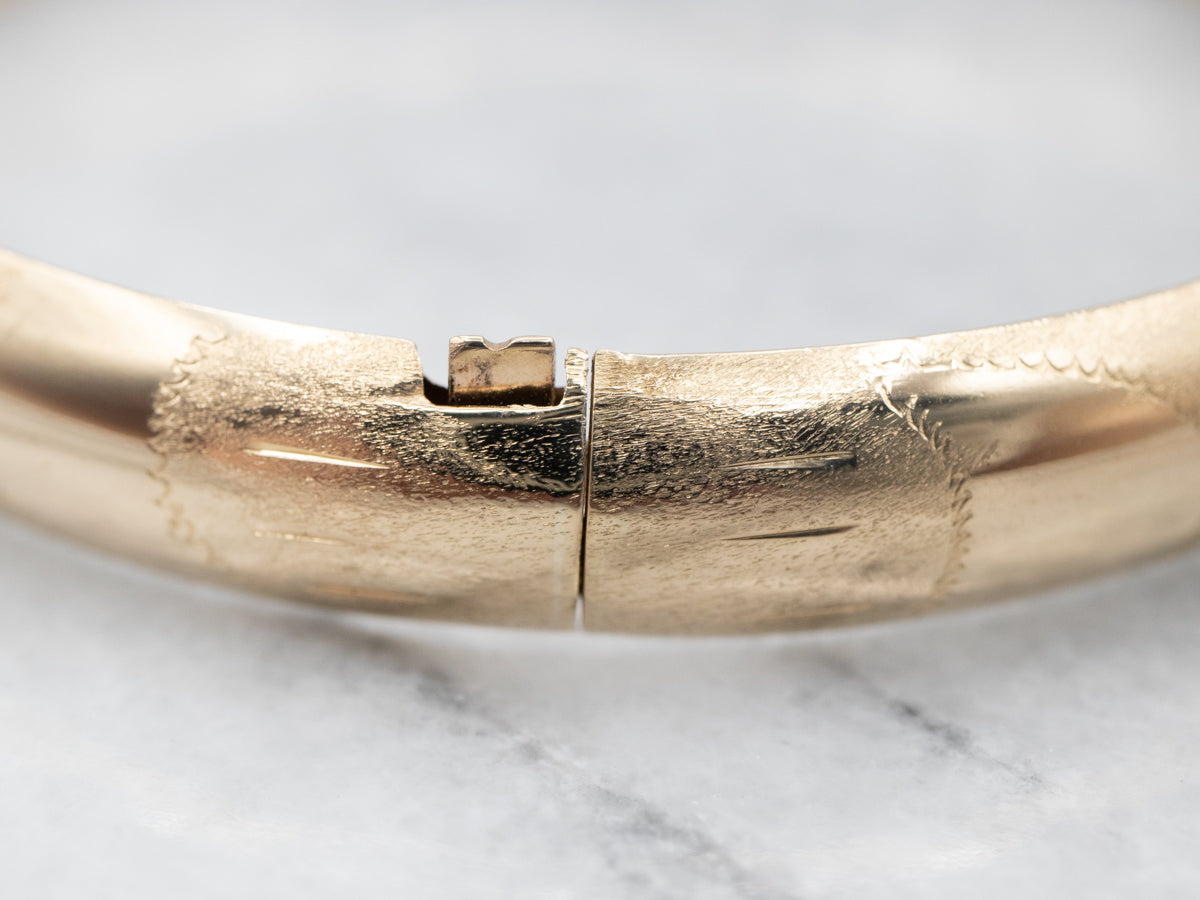 Vintage Gold Etched Bangle Bracelet