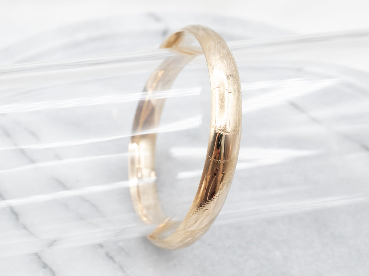 Vintage Gold Etched Bangle Bracelet