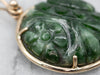 Botanical Carved Jade and Gold Pendant