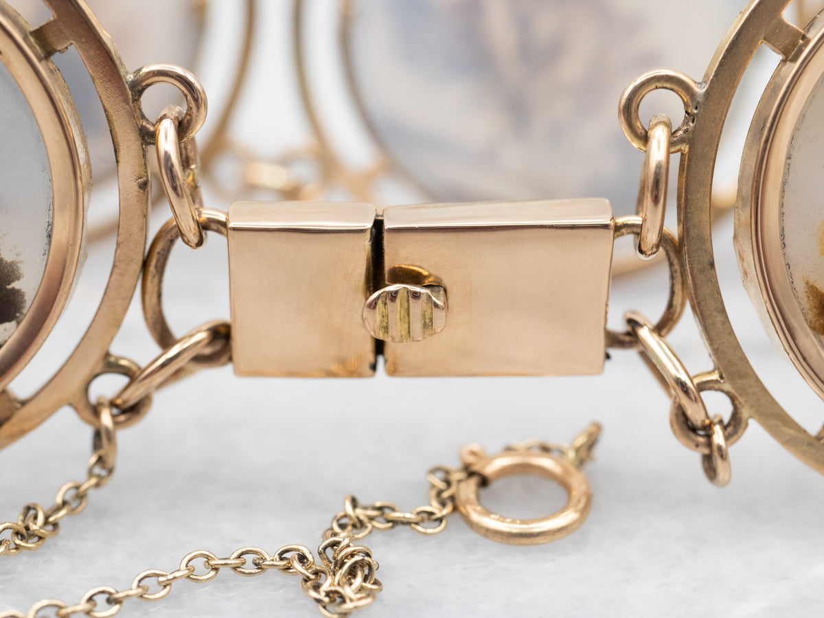 Stunning Dendritic Agate Cabochon Link Bracelet