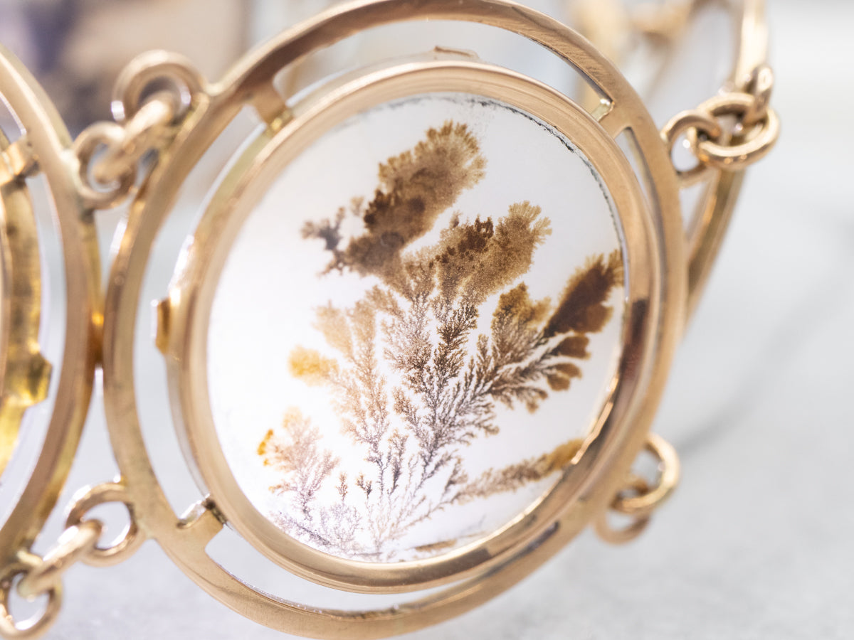 Stunning Dendritic Agate Cabochon Link Bracelet