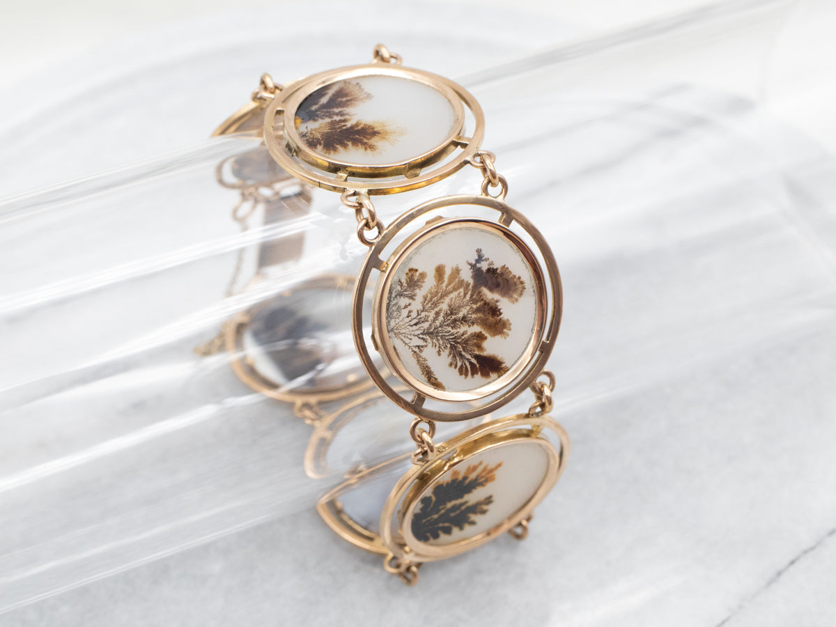 Stunning Dendritic Agate Cabochon Link Bracelet