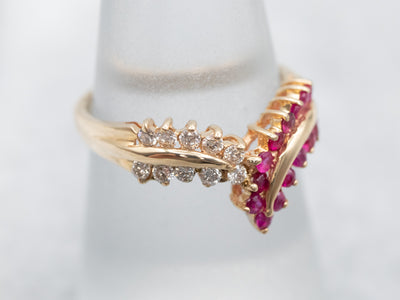 Vibrant Ruby and Diamond Pointed Band