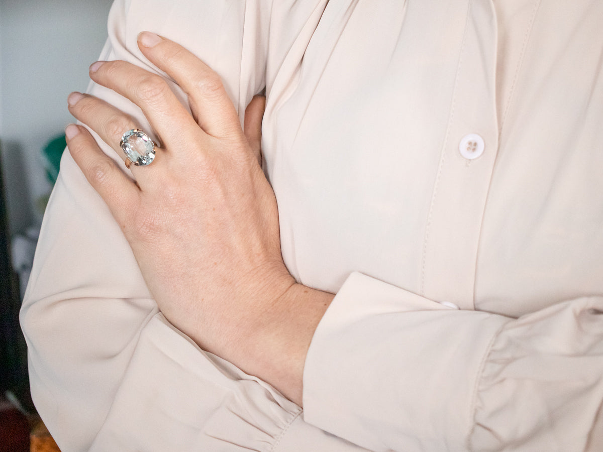 Lovely Blue Topaz Cocktail Ring