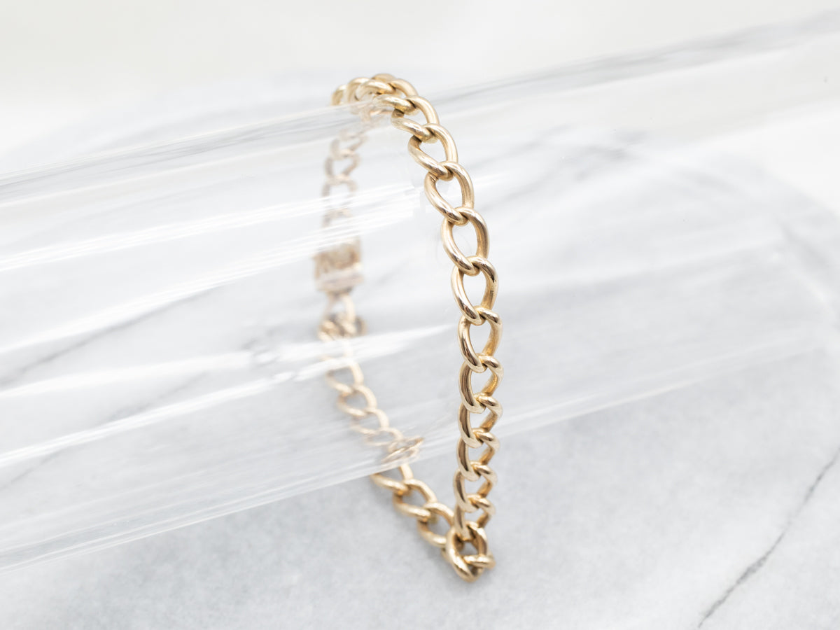 Vintage Gold Curb Link Chain Bracelet
