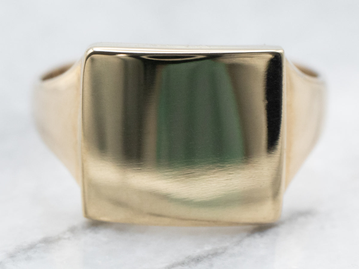 9Ct Gold Rectangle Top Signet Ring