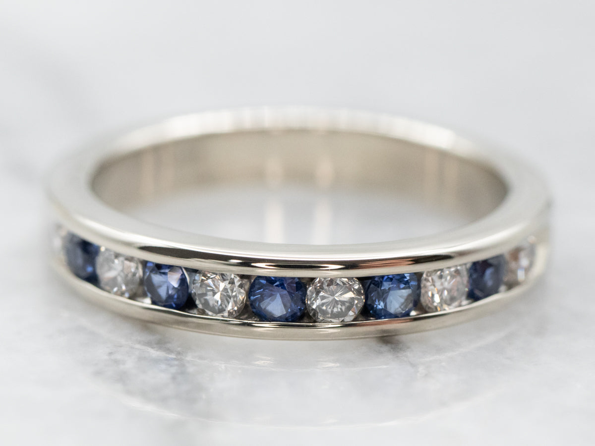 Channel Set Diamond and Sapphire Band