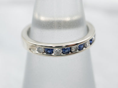 Channel Set Diamond and Sapphire Band