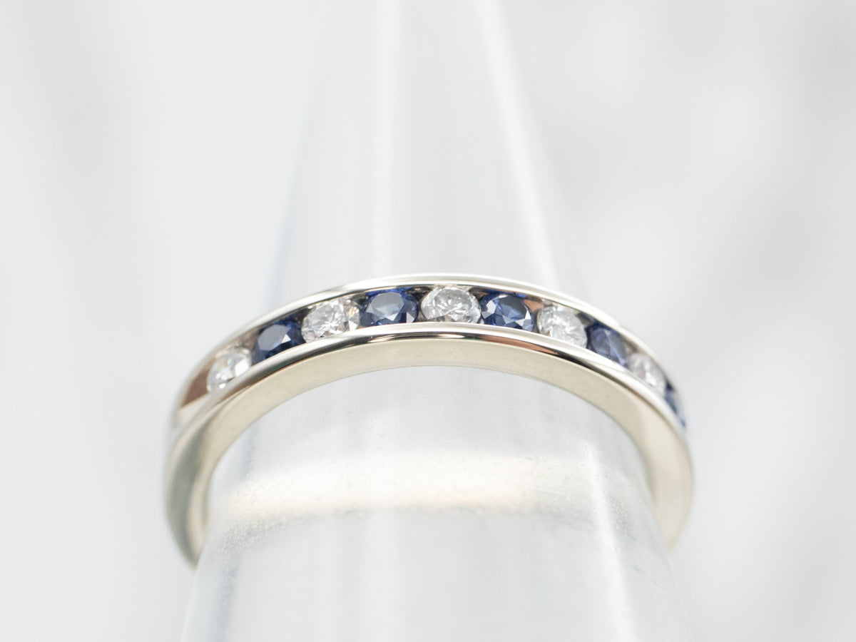 Channel Set Diamond and Sapphire Band