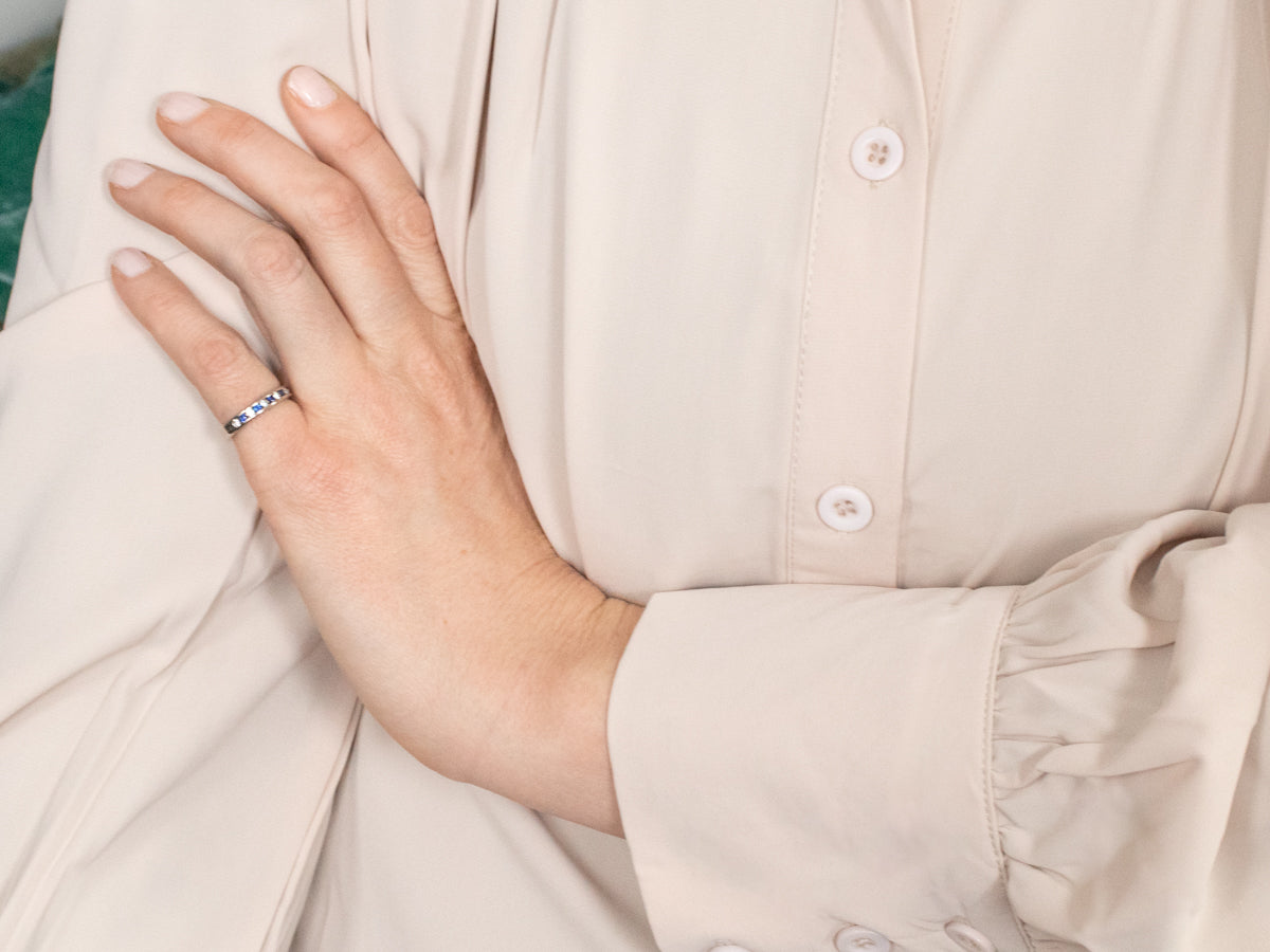 Channel Set Diamond and Sapphire Band