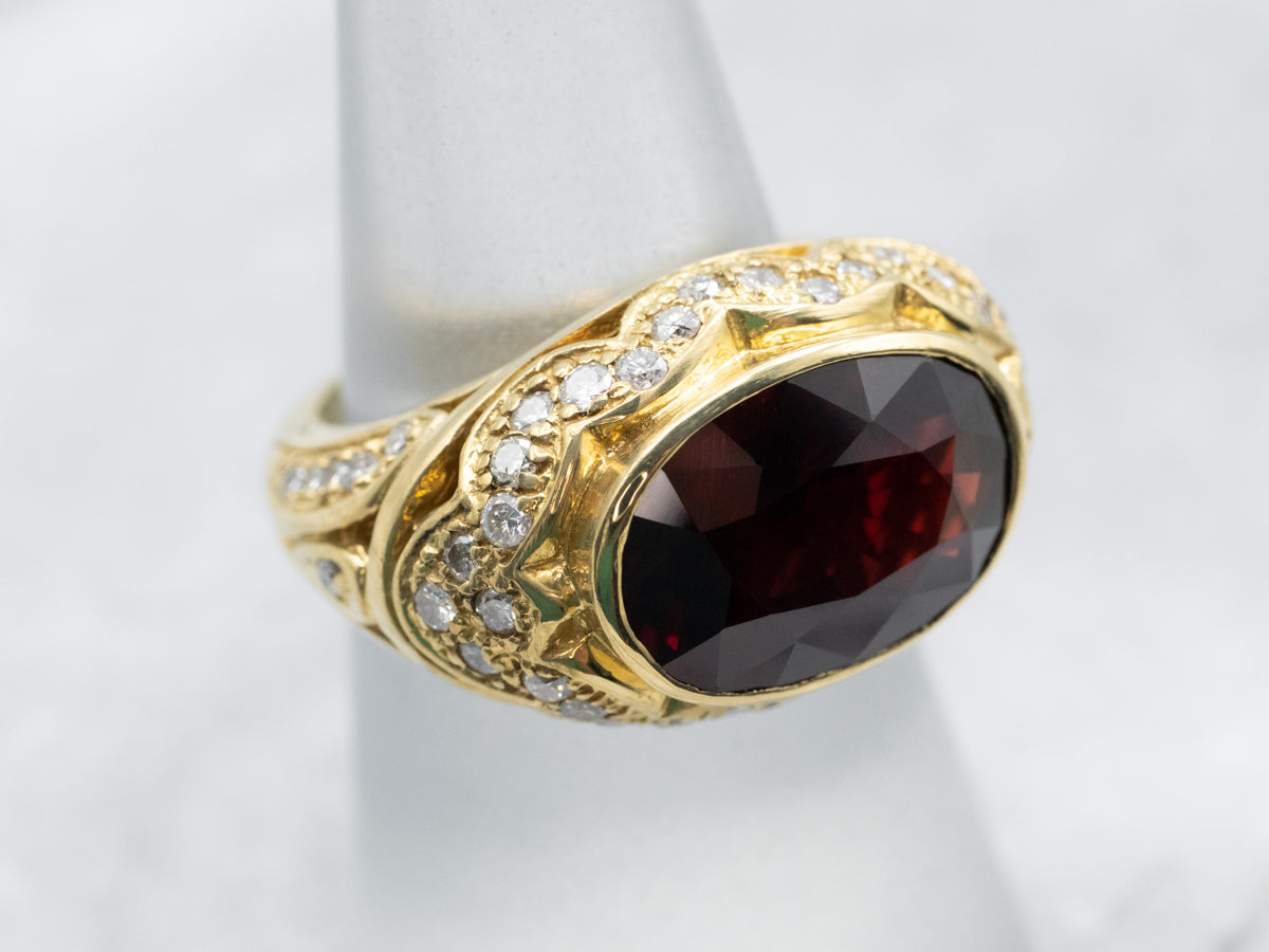 Garnet and Diamond Statement Ring