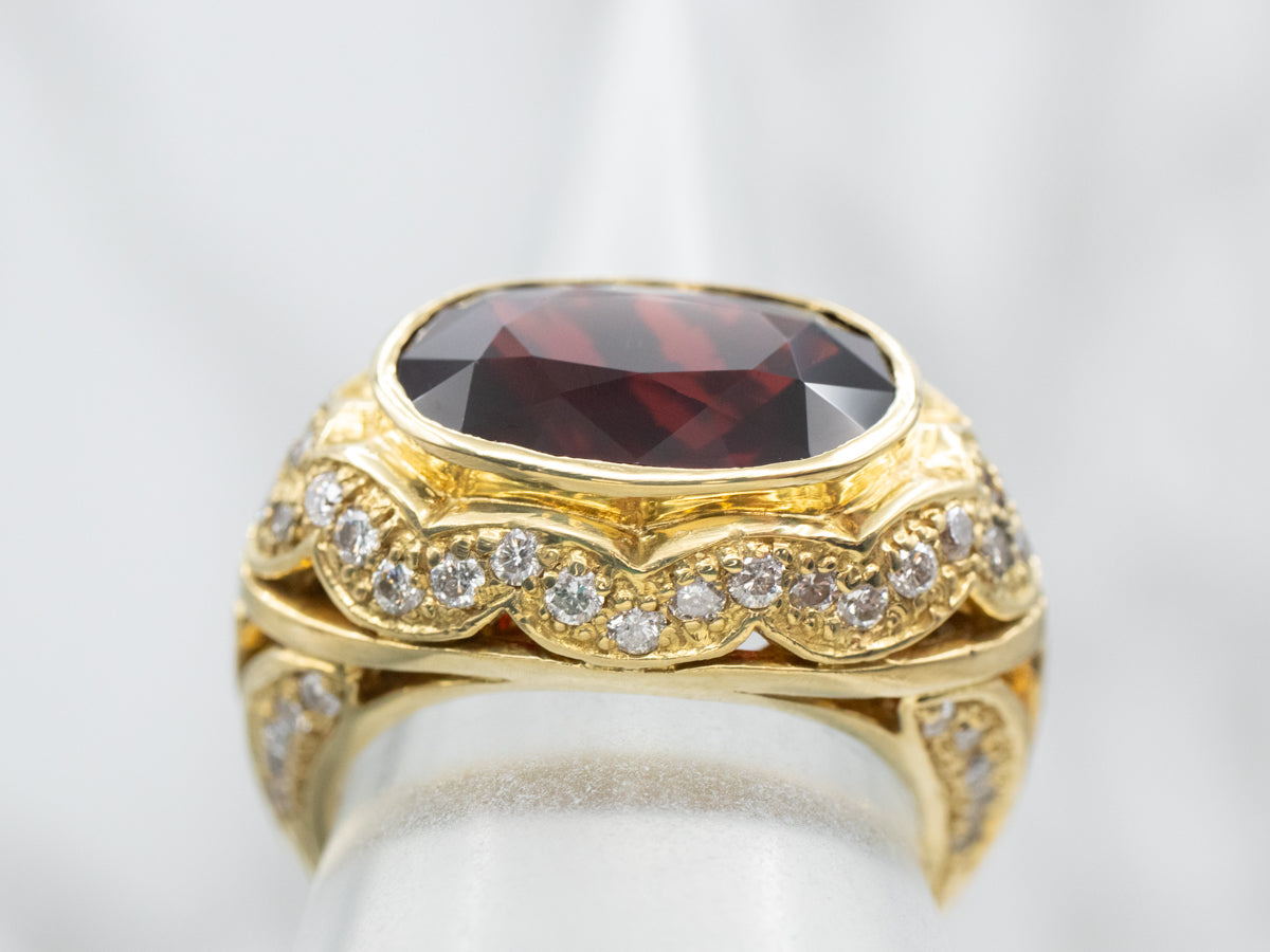 Garnet and Diamond Statement Ring