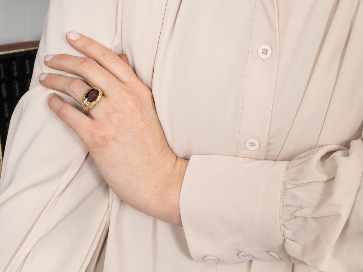 Garnet and Diamond Statement Ring