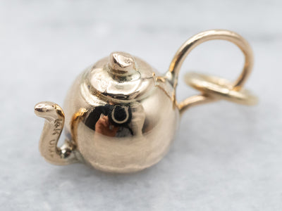 Vintage Gold Teapot Charm Pendant