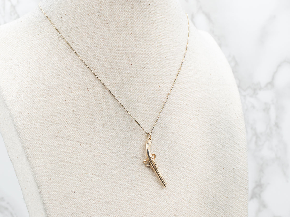 Polished Gold Revolver Pendant