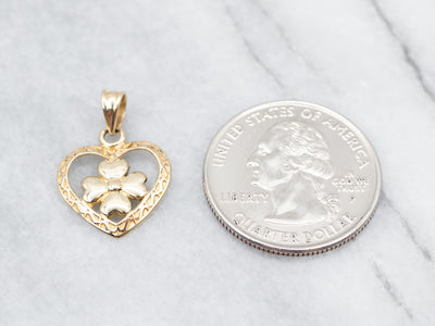 Romantic Vintage Gold Heart Flower Pendant