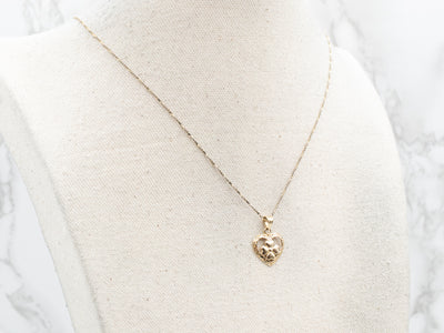 Romantic Vintage Gold Heart Flower Pendant