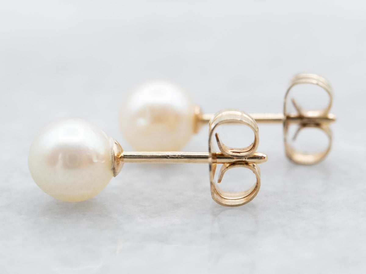 White Pearl Stud Earrings