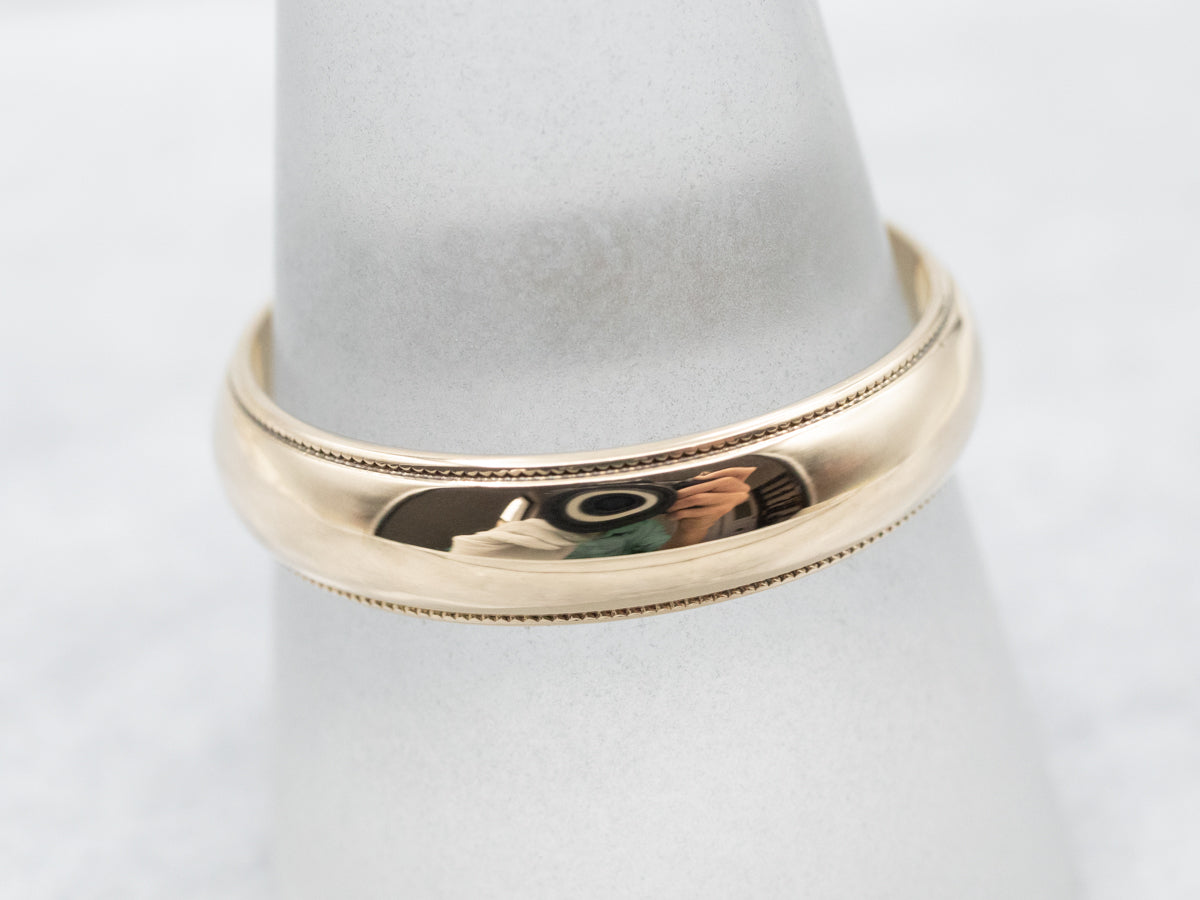 Vintage Yellow Gold Milgrain Edge Band