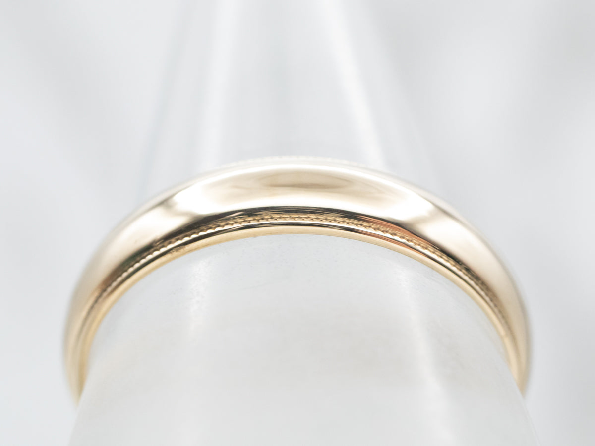 Vintage Yellow Gold Milgrain Edge Band