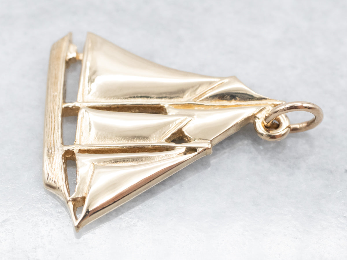 Nautical Gold Sailboat Pendant