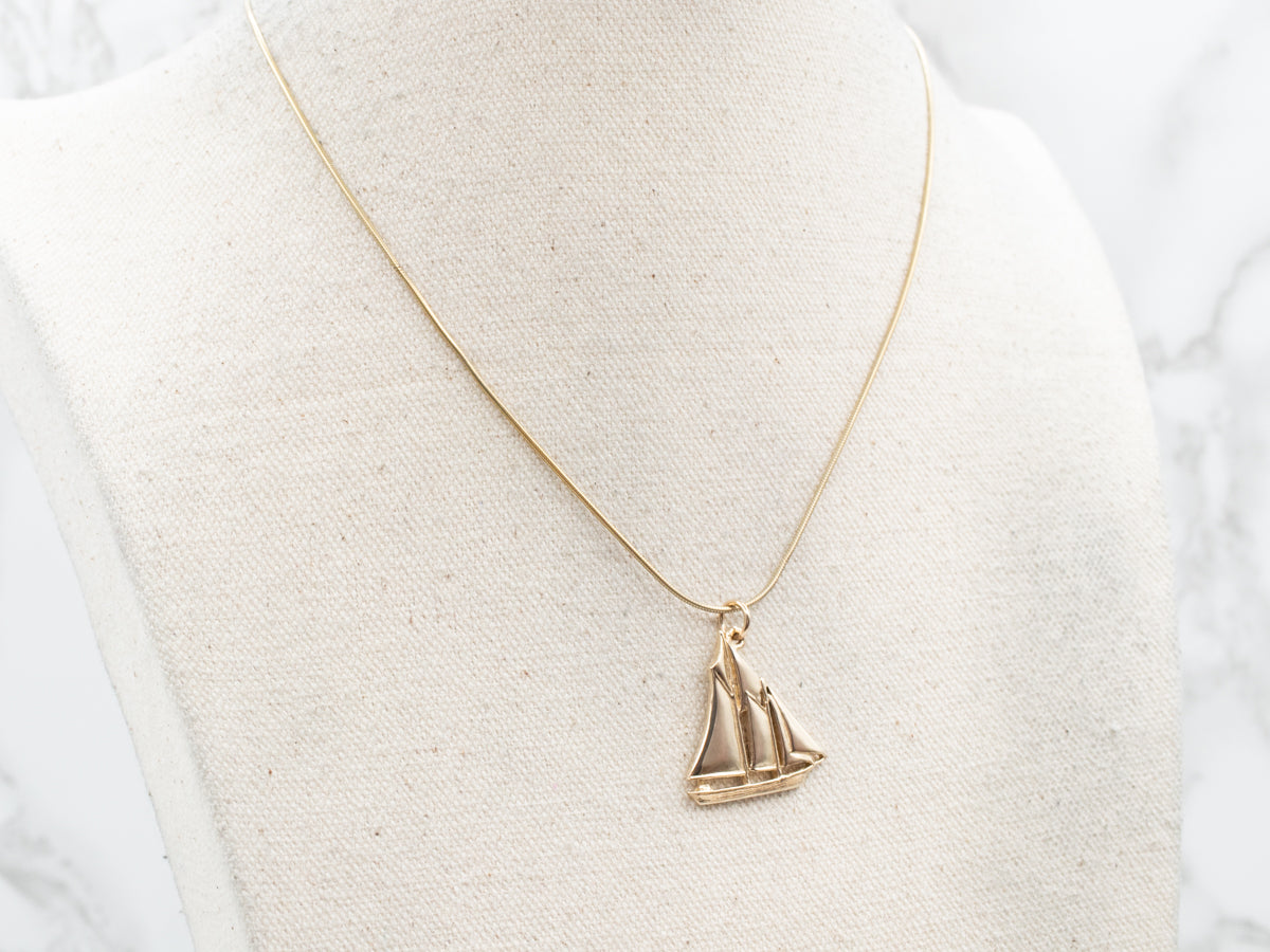 Nautical Gold Sailboat Pendant