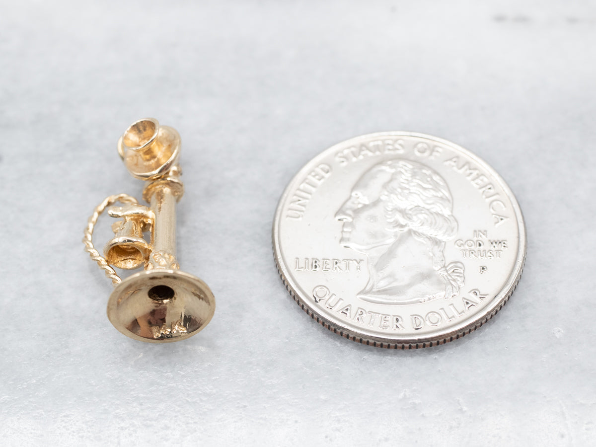 Gold Old Fashioned Phone Charm
