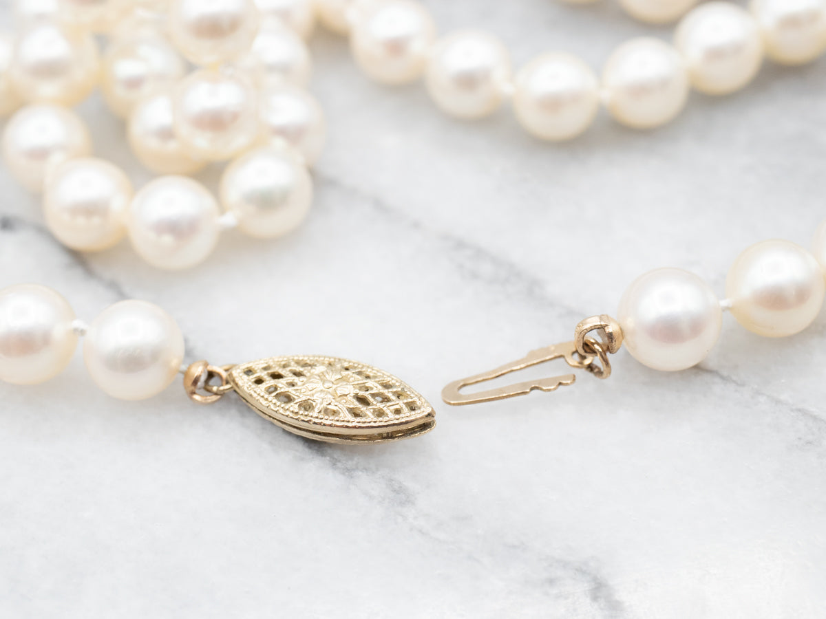 Vintage Pearl Beaded Necklace with Gold Clasp