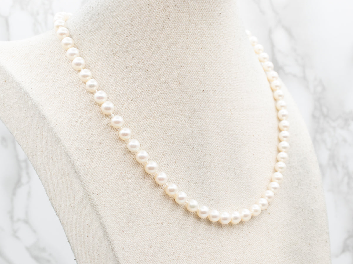 Vintage Pearl Beaded Necklace with Gold Clasp