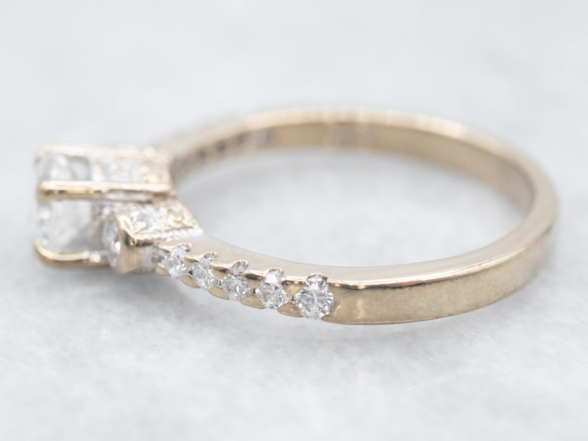 Lovely 18K White Gold Diamond Engagement Ring