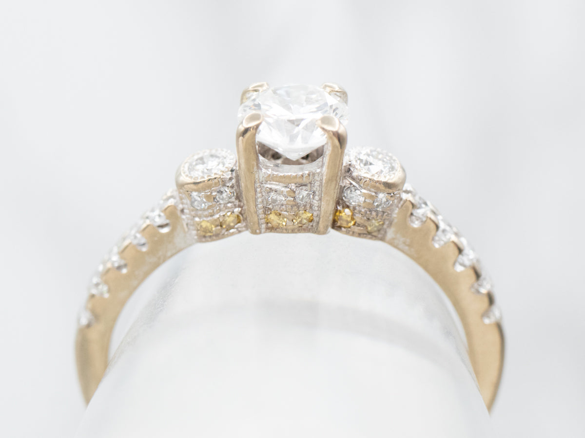 Lovely 18K White Gold Diamond Engagement Ring