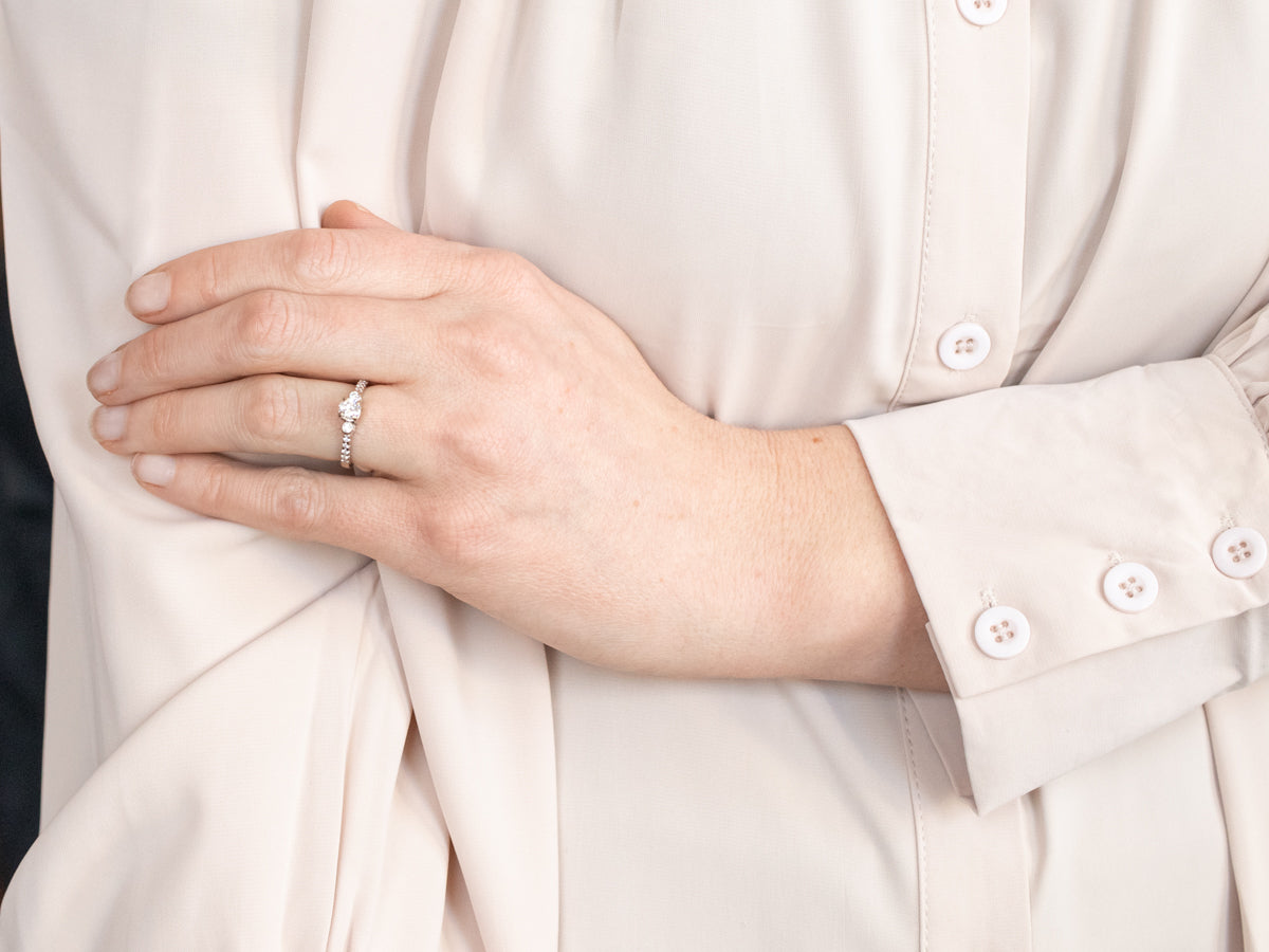 Lovely 18K White Gold Diamond Engagement Ring