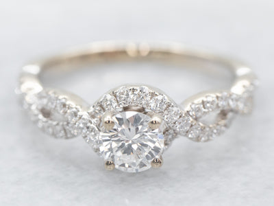 Modern 14K White Gold Diamond Engagement Ring