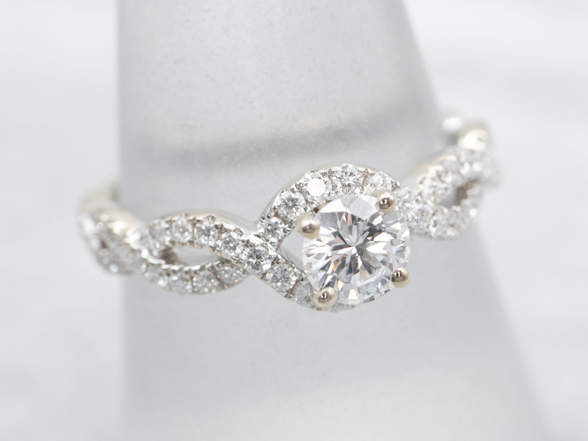 Modern 14K White Gold Diamond Engagement Ring