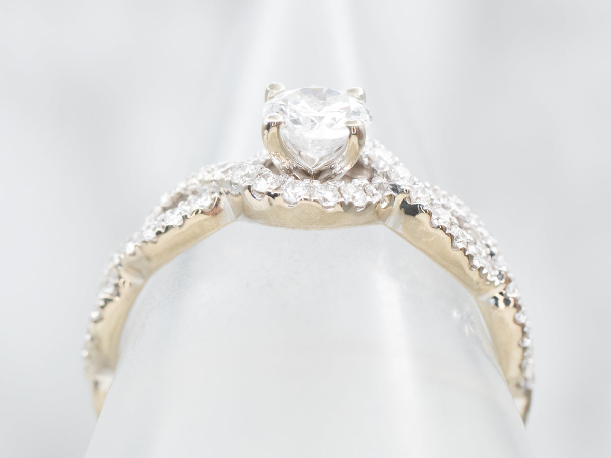 Modern 14K White Gold Diamond Engagement Ring